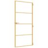 vidaXL Интериорна врата златиста 93x201,5 см закалено стъкло алуминий