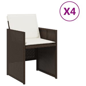 vidaXL Градински столове с възглавници, 4 бр, кафяви, полиратан