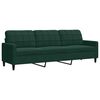 vidaXL Комплект дивани от 3 части с възглавници, тъмнозелен, кадифе
