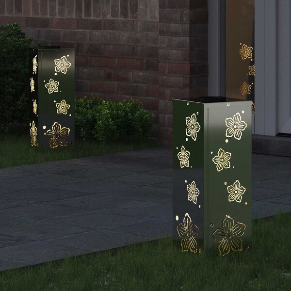 vidaXL Соларна LED светлина за пътека 2 pcs Галванизирана