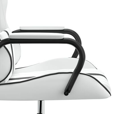 vidaXL Гейминг стол, бяло и черно, изкуствена кожа
