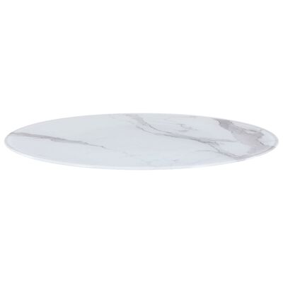 vidaXL Плот за маса бял квадратен Ø80 см стъкло с мраморна текстура