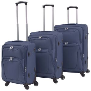 vidaXL Комплект от 3 броя меки куфари на колелца, тъмносин