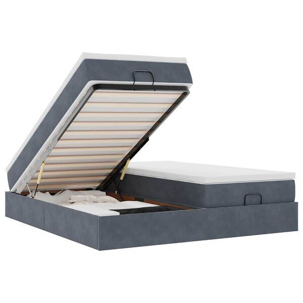 vidaXL Османска легло с матраци, тъмносиво, 200x200 см, кадифе