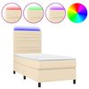 vidaXL Боксспринг легло с матрак и LED, кремава, 90x200 см, плат