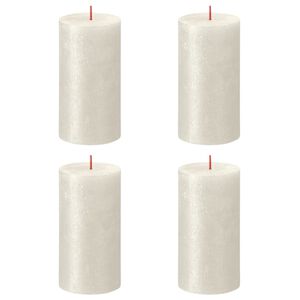 Bolsius Рустик колонни свещи Shimmer, 4 бр, 130x68 мм, слонова кост