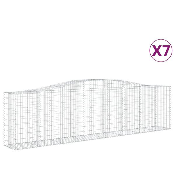 vidaXL Габионни кошници арка 7 бр 400x50x100/120 см поцинковано желязо