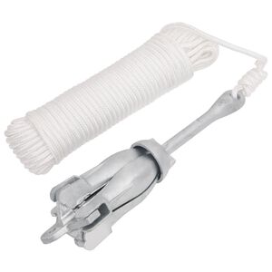 vidaXL Сгъваема котва с въже сребриста 4 kg Горещо поцинкован чугун