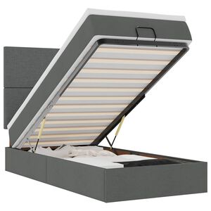 vidaXL Османска легло с матрак и LED, тъмносиво, 100x200 см, плат