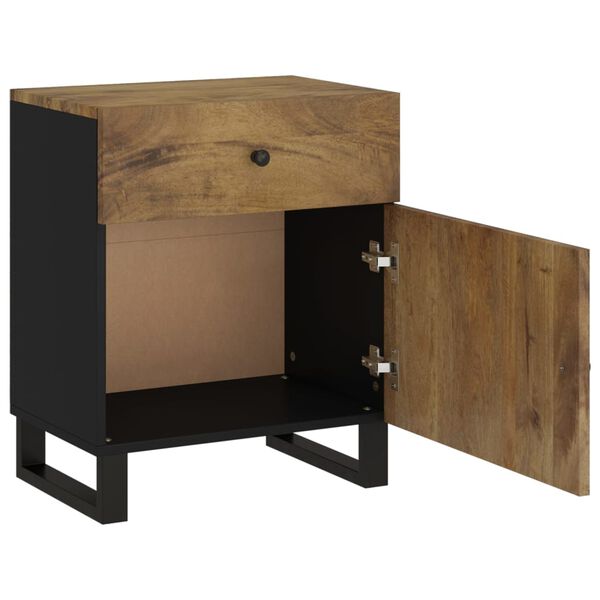 vidaXL Нощно шкафче, 50x33x60 см, масивно манго и инженерно дърво