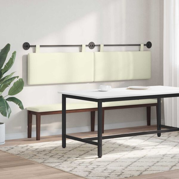 vidaXL Висяща табла Едноцветен Крем 210 x 55 x 5 см Кордюрова тъкан