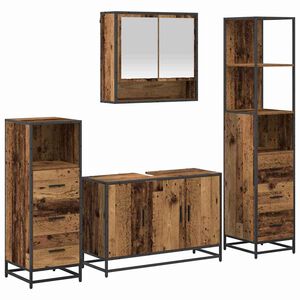vidaXL Комплект мебели за баня 4 бр. Старо дърво 90 x 33 x 60 см