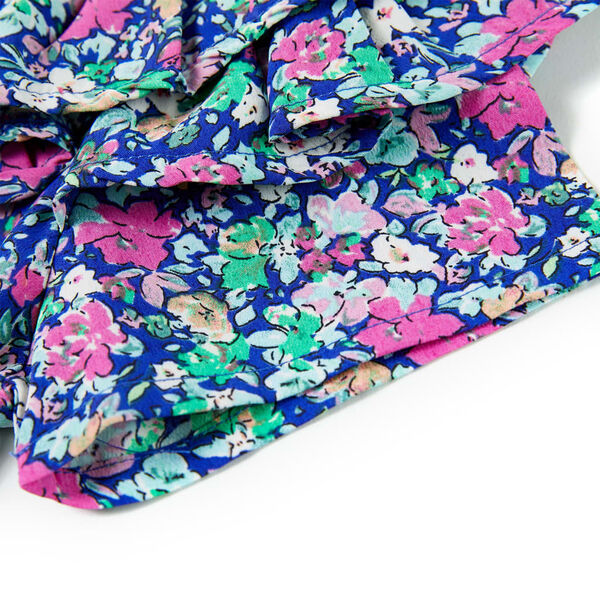 Детска рокля с къдрави ръкави, кобалтово синьо, 140