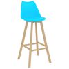 vidaXL Бар табуретки, 2 бр, сини, PP и буково дърво масив