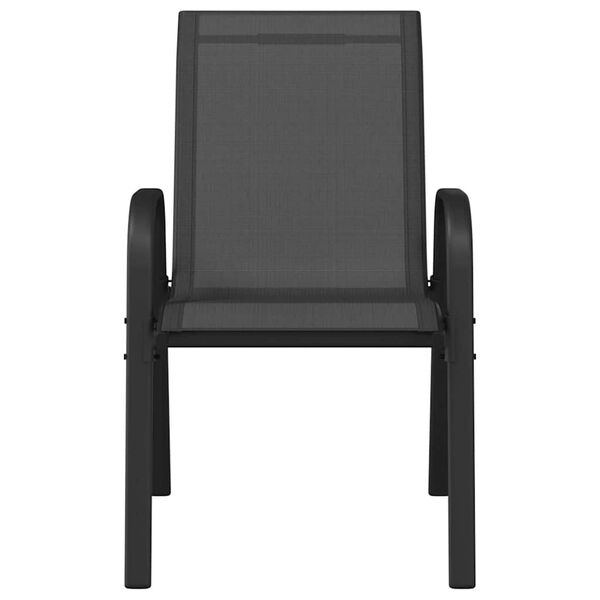 vidaXL Стифиращи градински столове, 4 бр, черни, тъкан textilene