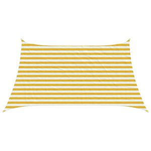 vidaXL Слънцезащитен плат Правоъгълна 3/4 x 2 m HDPE Жълт и бял