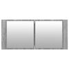vidaXL Шкаф с LED огледало за баня, сив сонома, 100x12x45 см