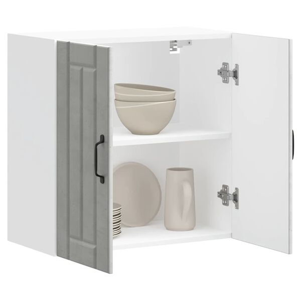 vidaXL Кухненски стенен шкаф Lucca, бетонно сив, инженерно дърво