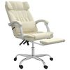 vidaXL Масажен наклоняем офис стол, кремав, изкуствена кожа