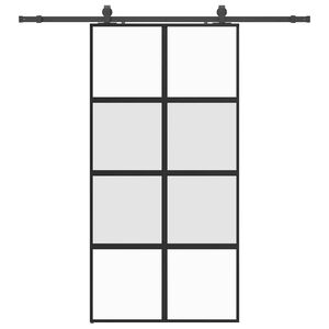 vidaXL Плъзгаща се врата с комплект обков Черно 102,5x205 cm