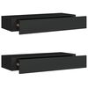 vidaXL Стенни рафтове с чекмеджета, 2 бр, черни, 60x23,5x10 см, МДФ