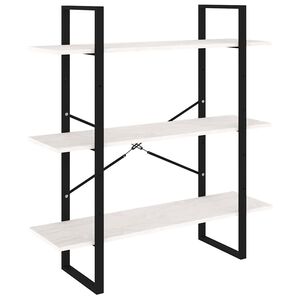 vidaXL 3-етажна библиотека, бяла, 100x30x105 см, борово дърво масив