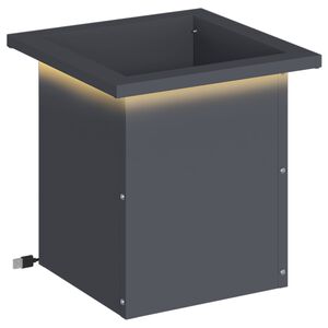 vidaXL Градинска кашпа с LED осветление Антрацит 30 x 30 x 30 cm