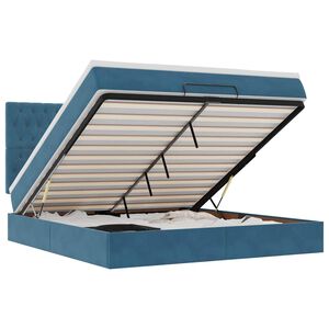 vidaXL Османска легло с матраци и LED, тъмносиньо, 160x200 см, кадифе