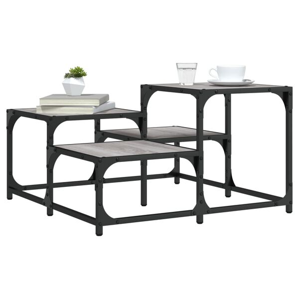 vidaXL Кафе маса, сив сонома, 68x68x40 см, инженерно дърво