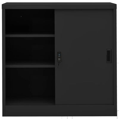vidaXL Офис шкаф с плъзгаща се врата, антрацит, 90x40x90 см, стомана