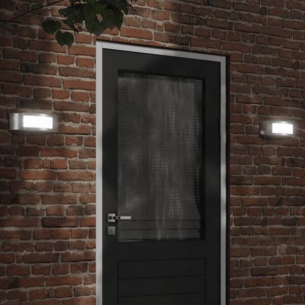 vidaXL Външни стенни осветителни тела 2 бр сребрист неръждаема стомана