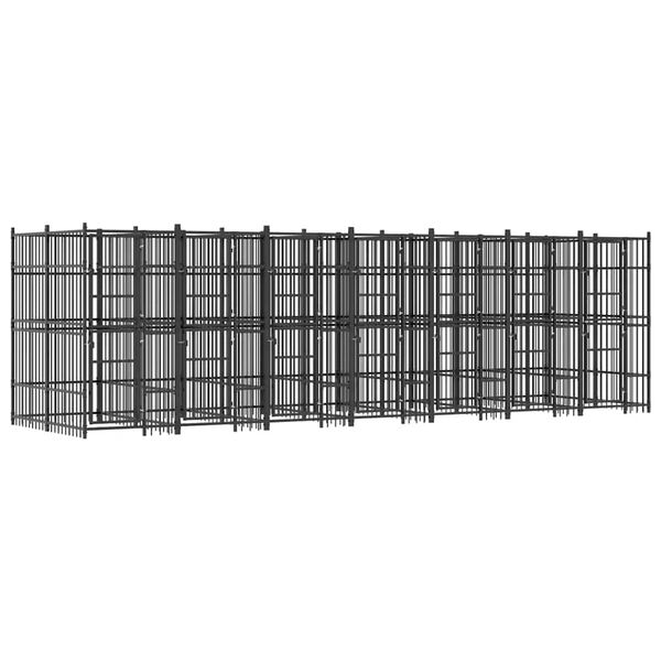 vidaXL Дворна клетка за кучета, стомана, 12,9 м&sup2;