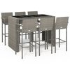 vidaXL Градински бар комплект, 7 части, сив, полиратан