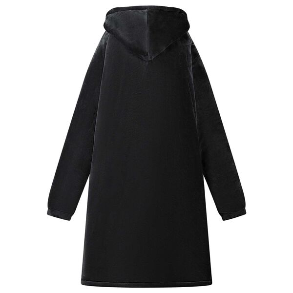 vidaXL Одеяло с качулка Черно L Флийс и фланел