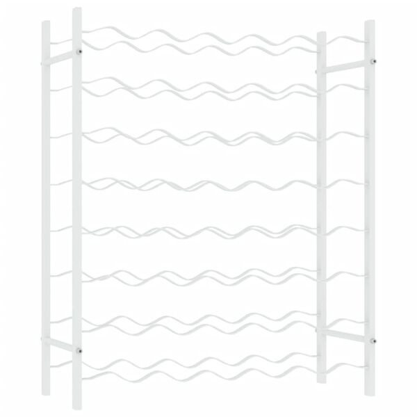 vidaXL Стойка за вино за 48 бутилки, бяла, метал