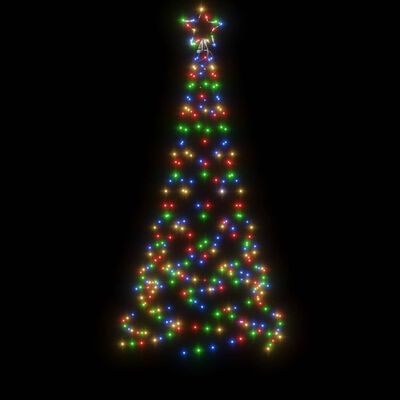 vidaXL Коледна елха с шип, многоцветна, 200 LED, 180 см