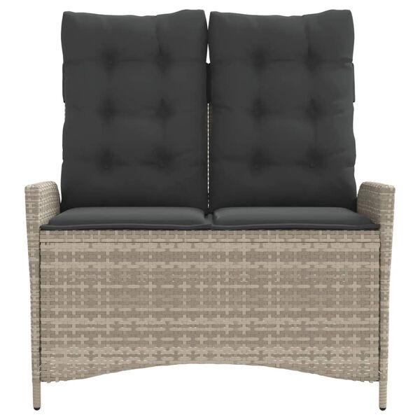 vidaXL Накланяща се градинска пейка с възглавници светлосив полиратан