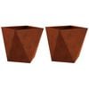 vidaXL Кашпа 2 pcs Ръждясало 40 x 40 x 40 cm Патинираща стомана
