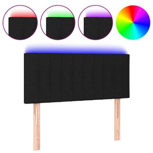 vidaXL LED горна табла за легло, черна, 80x5x78/88 см, плат