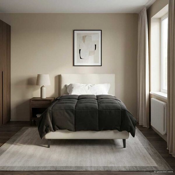 vidaXL Пълно годишно юрганче Патичено Антрацит 135 x 220 см Микрофибър