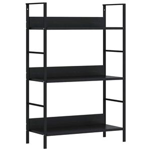 vidaXL Библиотека с 3 рафта, черна, 60x27,6x90,5 см, инженерно дърво