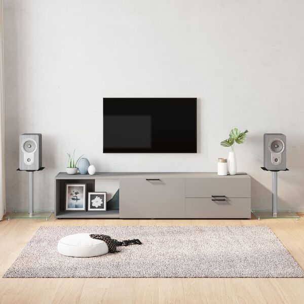 vidaXL Стойки за тонколони 2 бр сребристи закалено стъкло 1 стълб