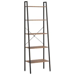 vidaXL Стояща етажерка стълба 5 рафта тъмнокафяво и черно 56x35x174 см