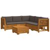 vidaXL Комплект дивани за открито 6 Брой Кафяво Солидно акациево дърво