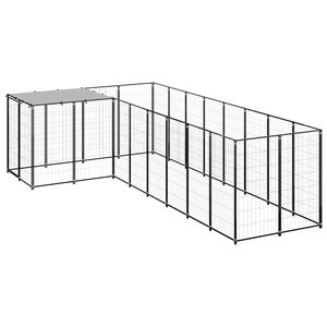 vidaXL Клетка за кучета, черна, 6,05 м&sup2;, стомана