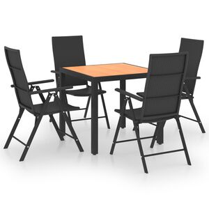 vidaXL Градински трапезен комплект, 5 части, черно и кафяво