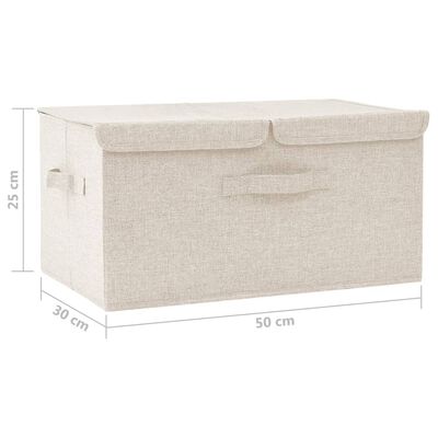 vidaXL Кутия за съхранение, текстил, 50x30x25 см, кремава