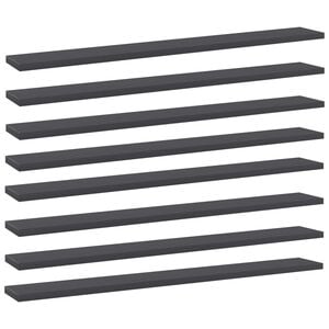 vidaXL Рафтове за етажерка, 8 бр, сиви, 80x10x1,5 см, ПДЧ
