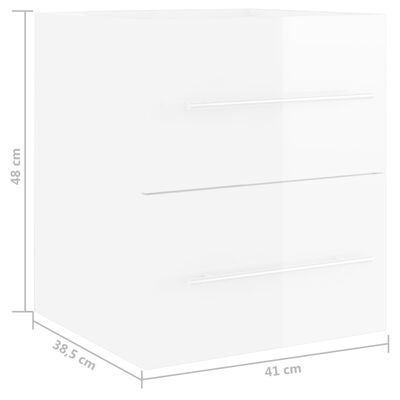 vidaXL Долен шкаф за мивка, бял гланц, 41x38,5x48 см, ПДЧ