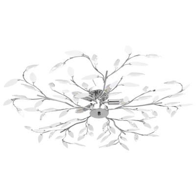 vidaXL Лампа за таван с акрилни кристални листа за 5 крушки E14 бяла